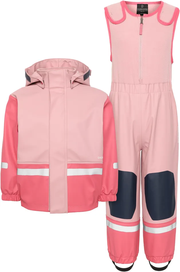 Kids Boardman Set Soft Pink Didriksons Lined Rain Set