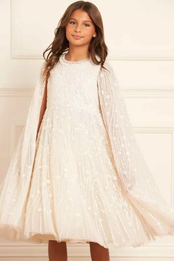 KIDS Needle and Thread Comet Cape Kids Dress Champagne