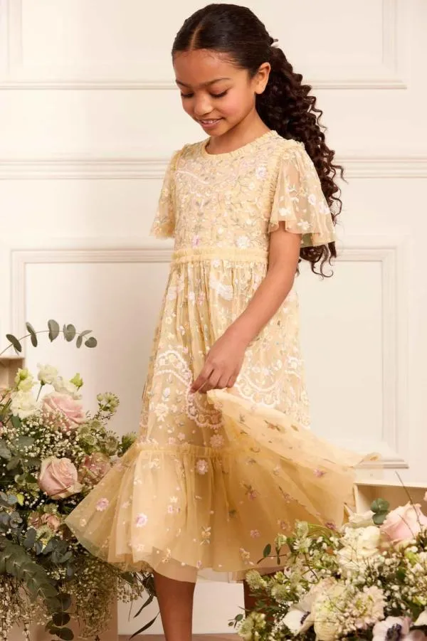 KIDS Needle and Thread Dragonfly Garden Kids Dress Yellow