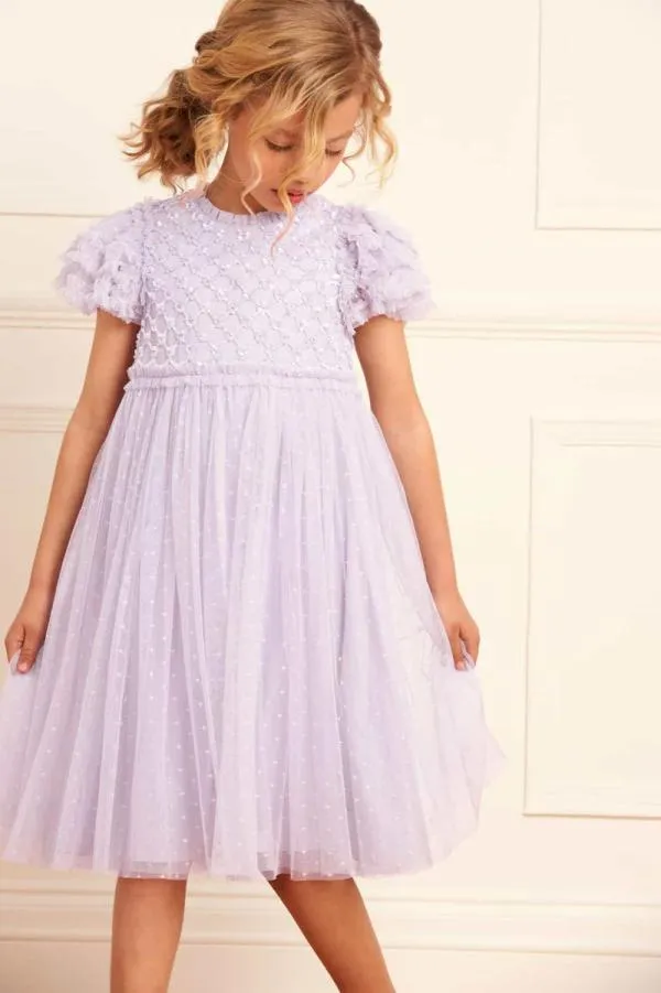 KIDS Needle and Thread Heart Lattice Bodice Kids Dress Purple