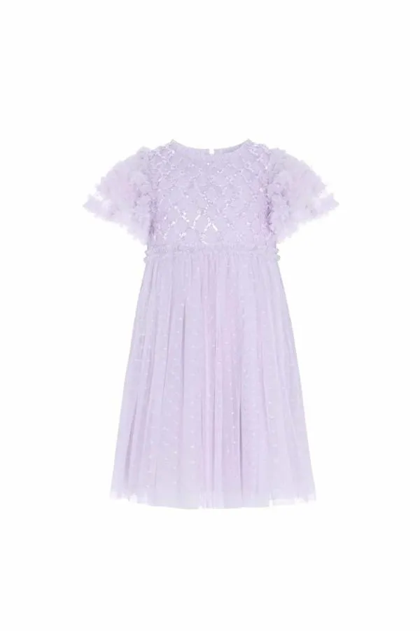KIDS Needle and Thread Heart Lattice Bodice Kids Dress Purple KIDS Needle and Thread Heart Lattice Bodice Kids Dress Purple