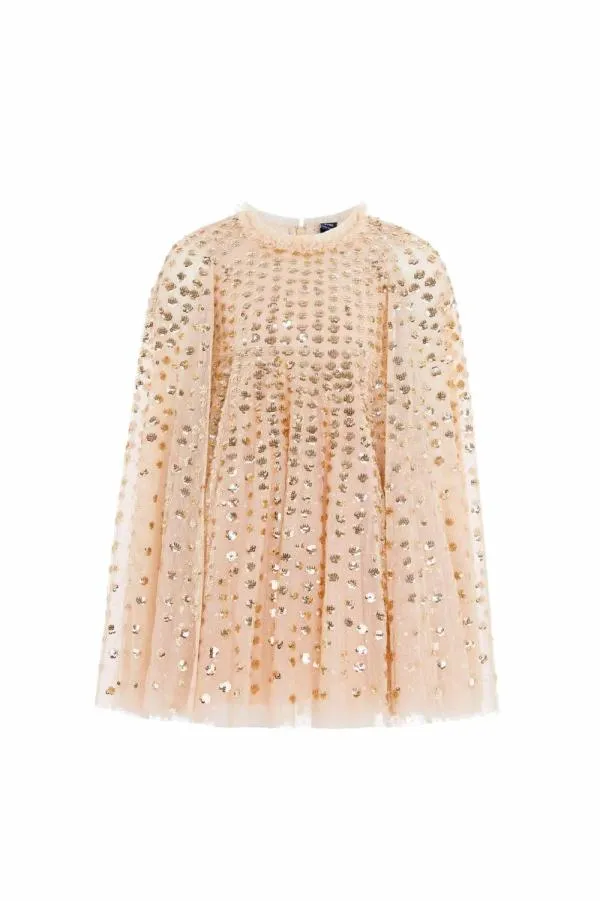 KIDS Needle and Thread Raindrop Cape Kids Dress Gold KIDS Needle and Thread Raindrop Cape Kids Dress Gold