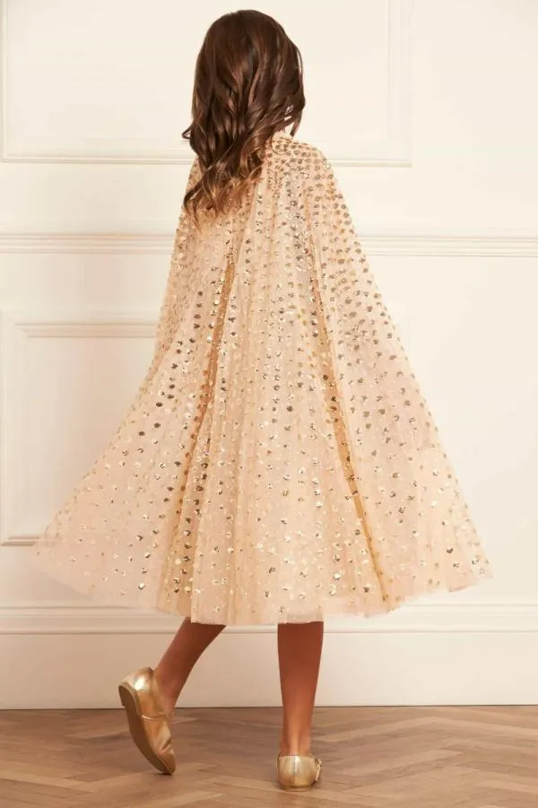 KIDS Needle and Thread Raindrop Cape Kids Dress Gold KIDS Needle and Thread Raindrop Cape Kids Dress Gold