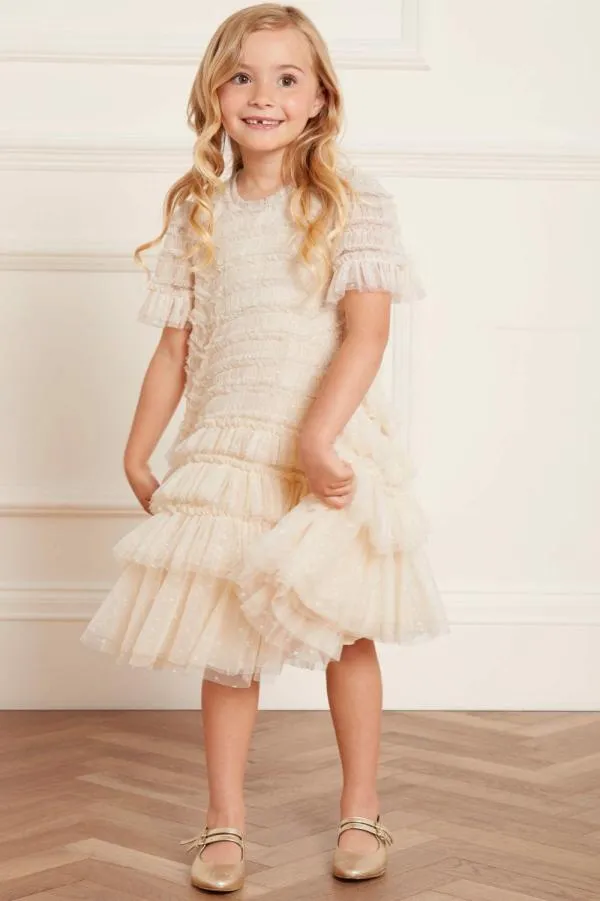 KIDS Needle and Thread Valentine Ruffle Kids Dress Champagne KIDS Needle and Thread Valentine Ruffle Kids Dress Champagne