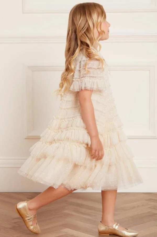 KIDS Needle and Thread Valentine Ruffle Kids Dress Champagne KIDS Needle and Thread Valentine Ruffle Kids Dress Champagne