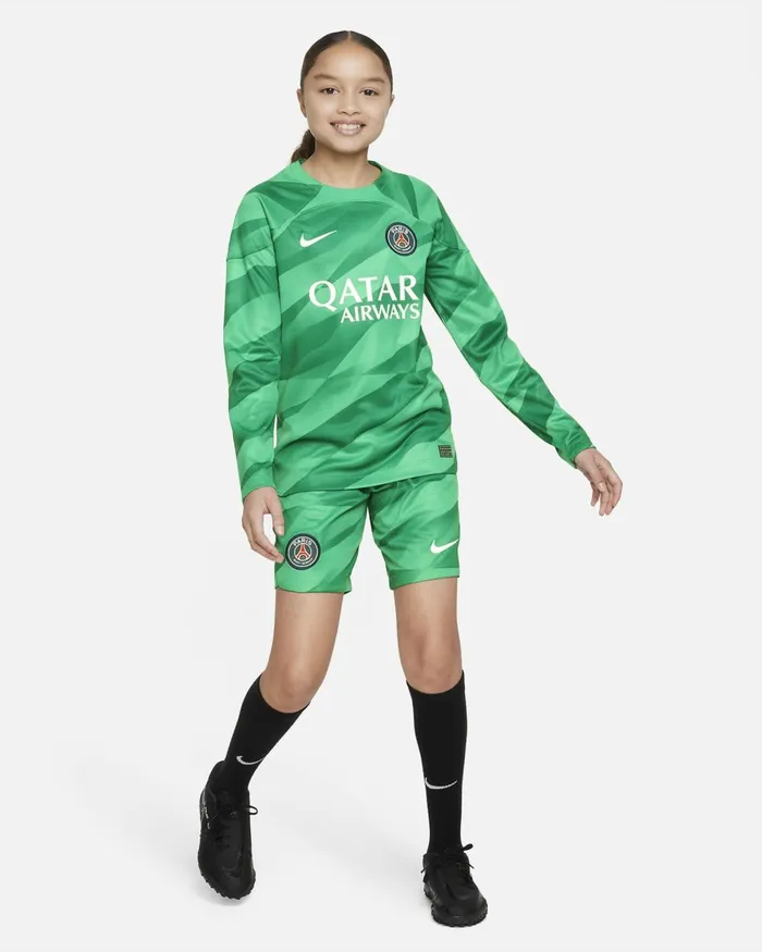 Kids Nike All Clothing Paris SaintGermain 202223 Stadium Goalkeeper Stadium Greenmalachitewhite