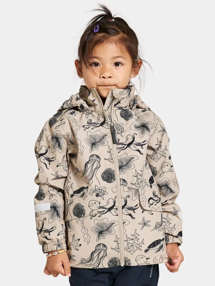 Kids Norma Printed Jacket Ocean Beach Beige Didriksons Spring Jackets