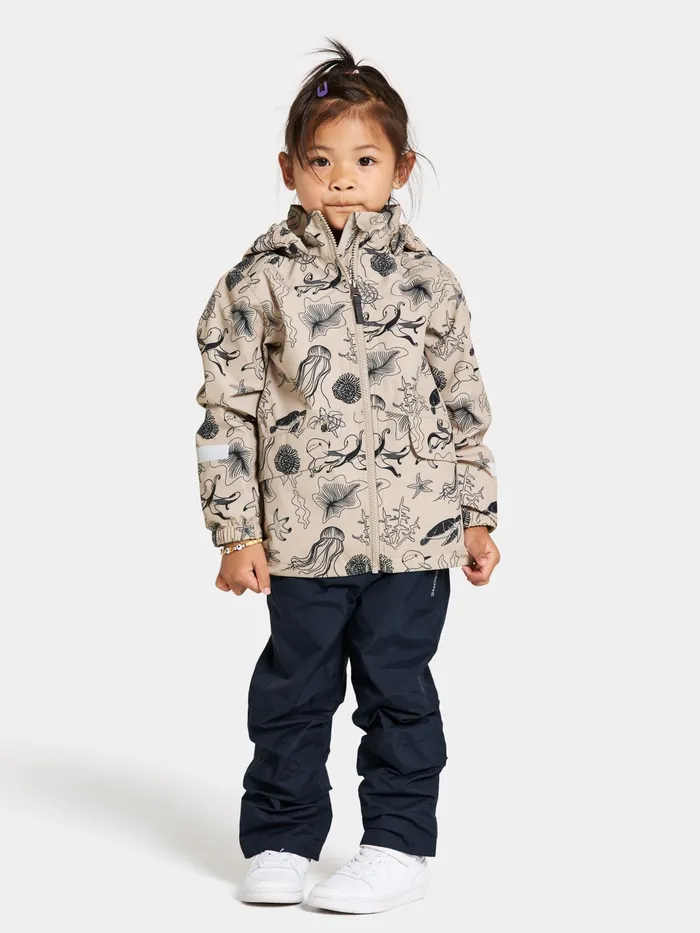 Kids Norma Printed Jacket Ocean Beach Beige Didriksons Spring Jackets