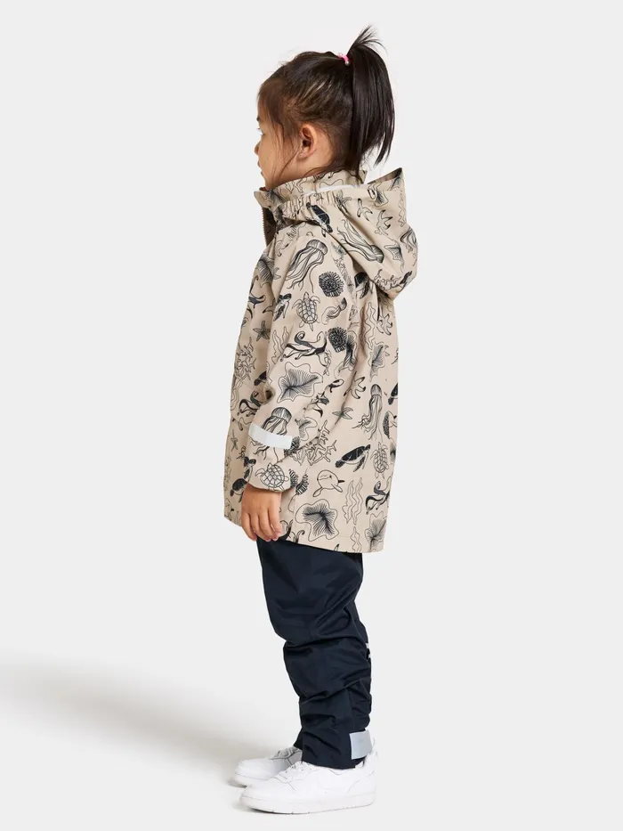 Kids Norma Printed Jacket Ocean Beach Beige Didriksons Spring Jackets
