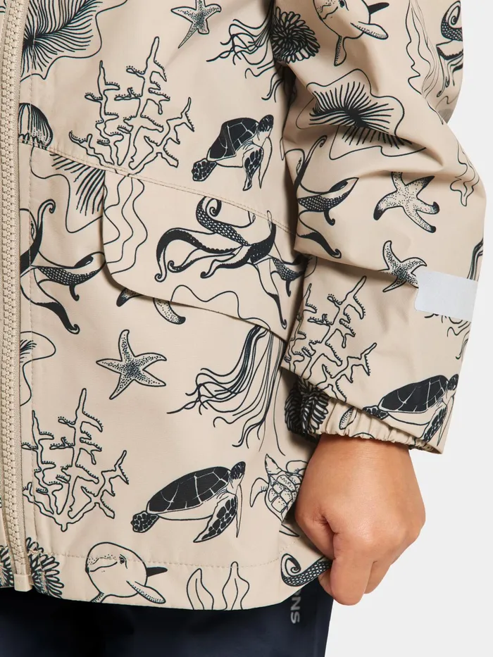 Kids Norma Printed Jacket Ocean Beach Beige Didriksons Spring Jackets