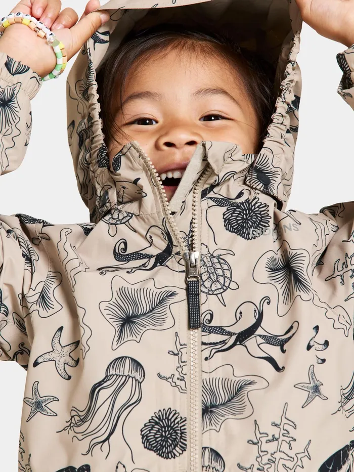 Kids Norma Printed Jacket Ocean Beach Beige Didriksons Spring Jackets