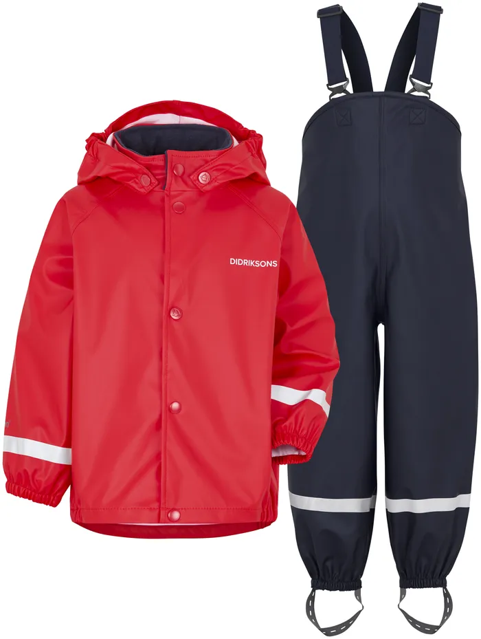Kids Slaskeman Classic Kids Set Flag Red Didriksons Unlined Rain Set