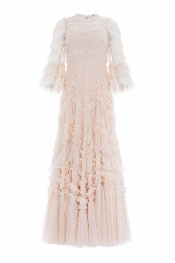 KIDSWomen Needle and Thread Elia Long Sleeve Gown Beige KIDSWomen Needle and Thread Elia Long Sleeve Gown Beige