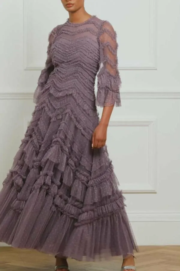 KIDSWomen Needle and Thread Elia Long Sleeve Gown Purple KIDSWomen Needle and Thread Elia Long Sleeve Gown Purple