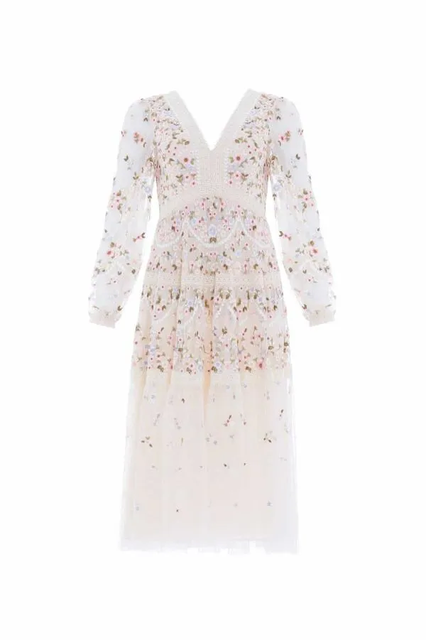 KIDSWomen Needle and Thread Garland Ribbon Midaxi Dress Champagne KIDSWomen Needle and Thread Garland Ribbon Midaxi Dress Champagne