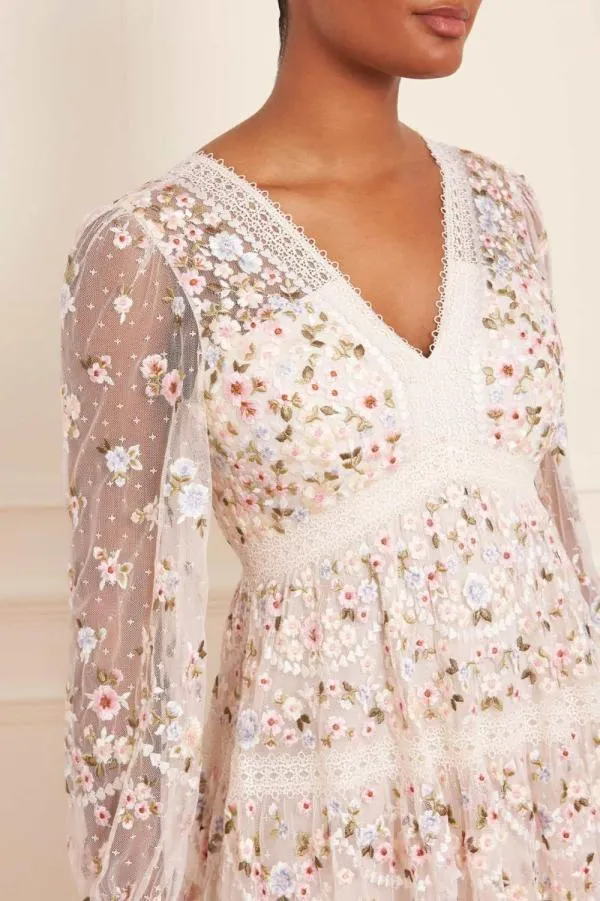 KIDSWomen Needle and Thread Garland Ribbon Midaxi Dress Champagne KIDSWomen Needle and Thread Garland Ribbon Midaxi Dress Champagne