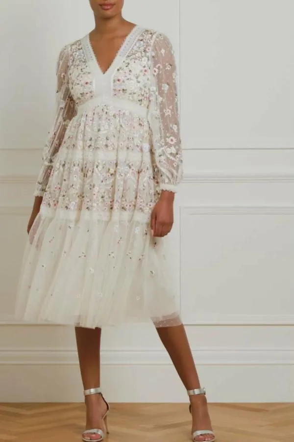KIDSWomen Needle and Thread Garland Ribbon Midaxi Dress Champagne KIDSWomen Needle and Thread Garland Ribbon Midaxi Dress Champagne