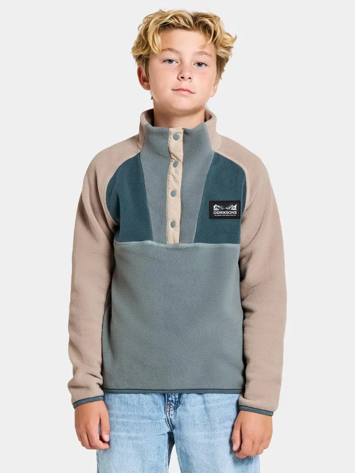 KidsYouth Yokto Half Button Factory Blue Didriksons Fleece and Midlayers