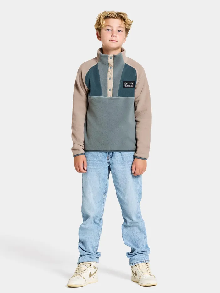 KidsYouth Yokto Half Button Factory Blue Didriksons Fleece and Midlayers