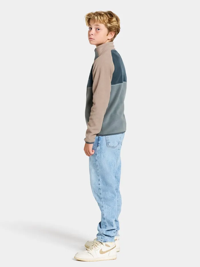 KidsYouth Yokto Half Button Factory Blue Didriksons Fleece and Midlayers