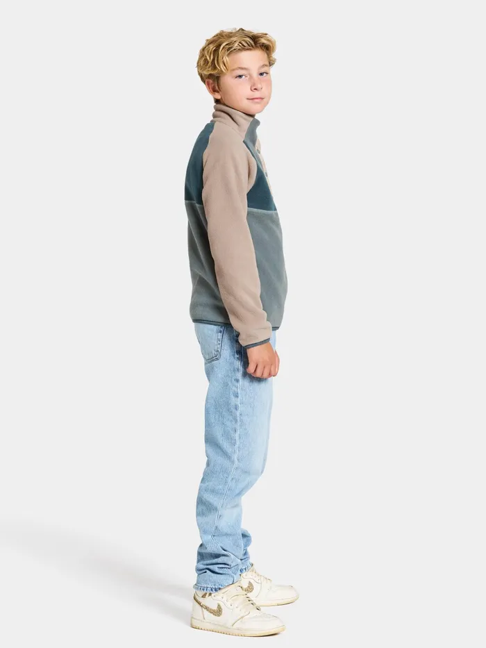 KidsYouth Yokto Half Button Factory Blue Didriksons Fleece and Midlayers