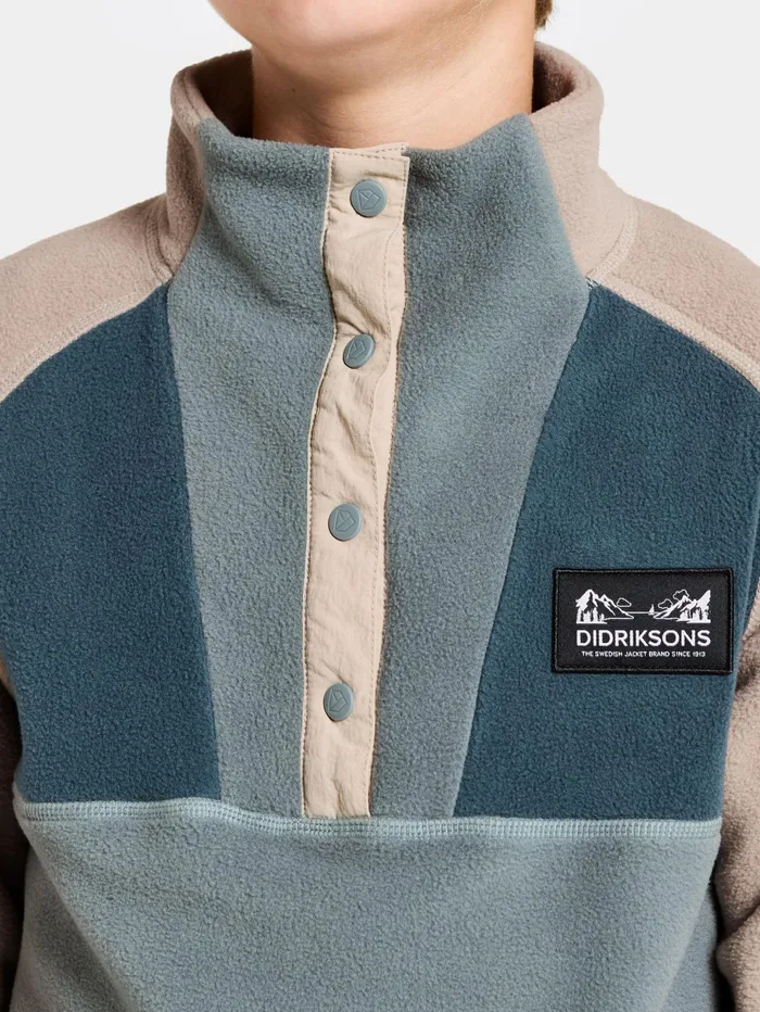KidsYouth Yokto Half Button Factory Blue Didriksons Fleece and Midlayers