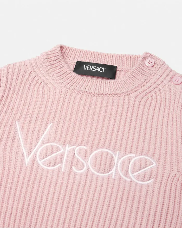 Knitwear and Sweatshirts Kids Versace 1978 ReEdition Logo Baby Sweater Light Pink