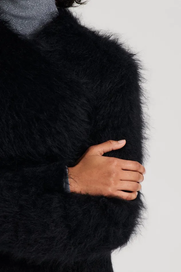 Knitwear BRUSHED MOHAIR WRAP CARDIGAN BLACK Scanlan Theodore Women