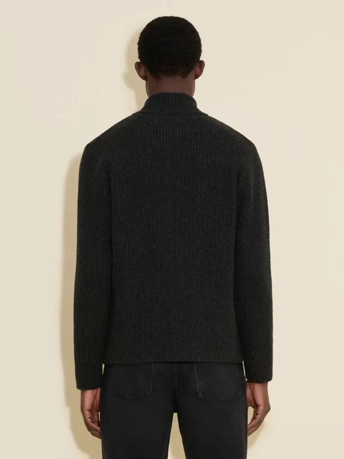 Knitwear Men Holzweiler M Lambswool Rib Cardigan Dk Grey