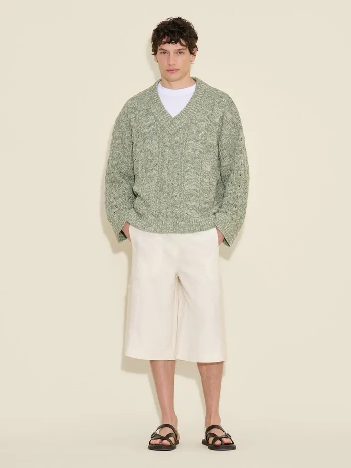 Knitwear Men Holzweiler Palomar Bloom Cable VNeck Green Mix