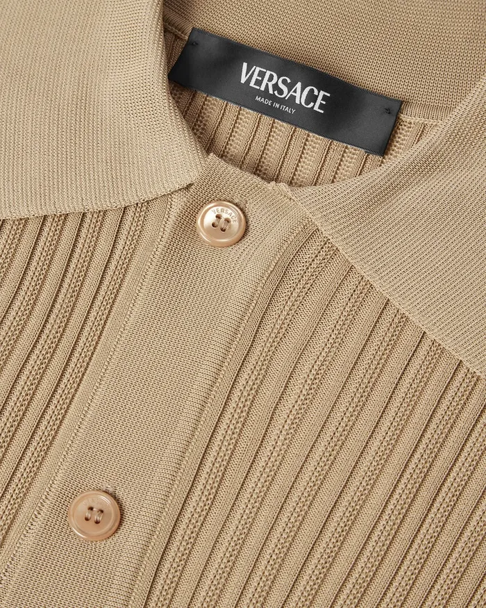 Knitwear Men Versace Ribbed Knit Cardigan Beige