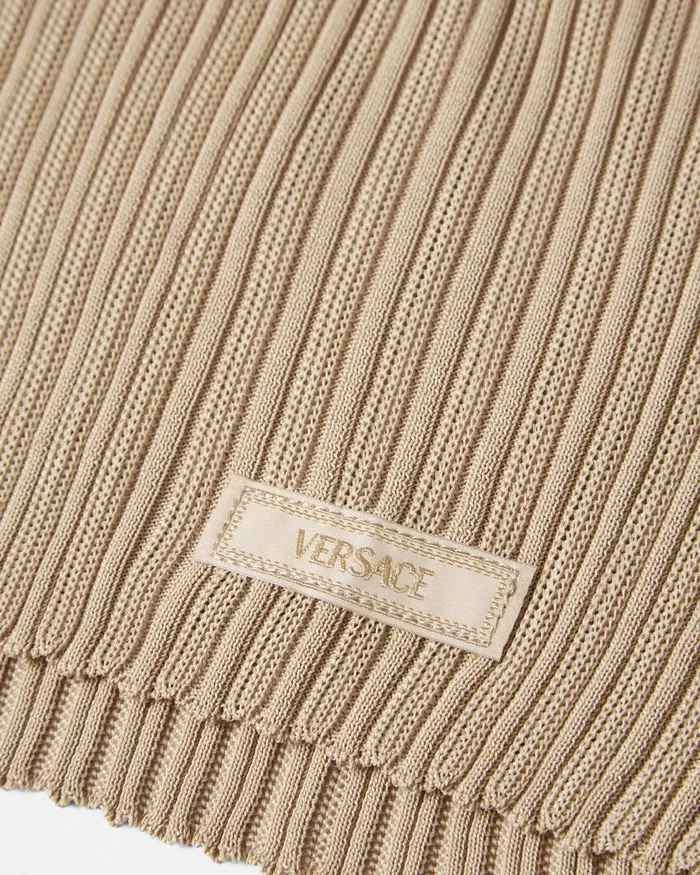 Knitwear Men Versace Ribbed Knit Cardigan Beige