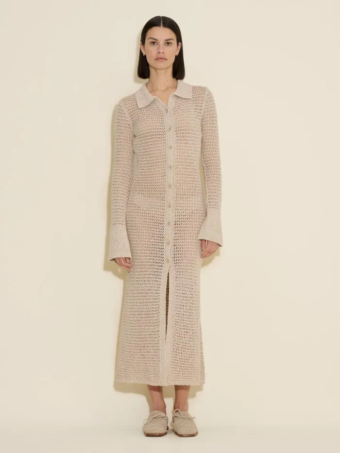 Knitwear Women Holzweiler Cenci Crochet Knit Dress Sand Mix