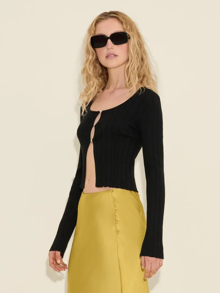 Knitwear Women Holzweiler Uneven Rib Knit Cardigan Black