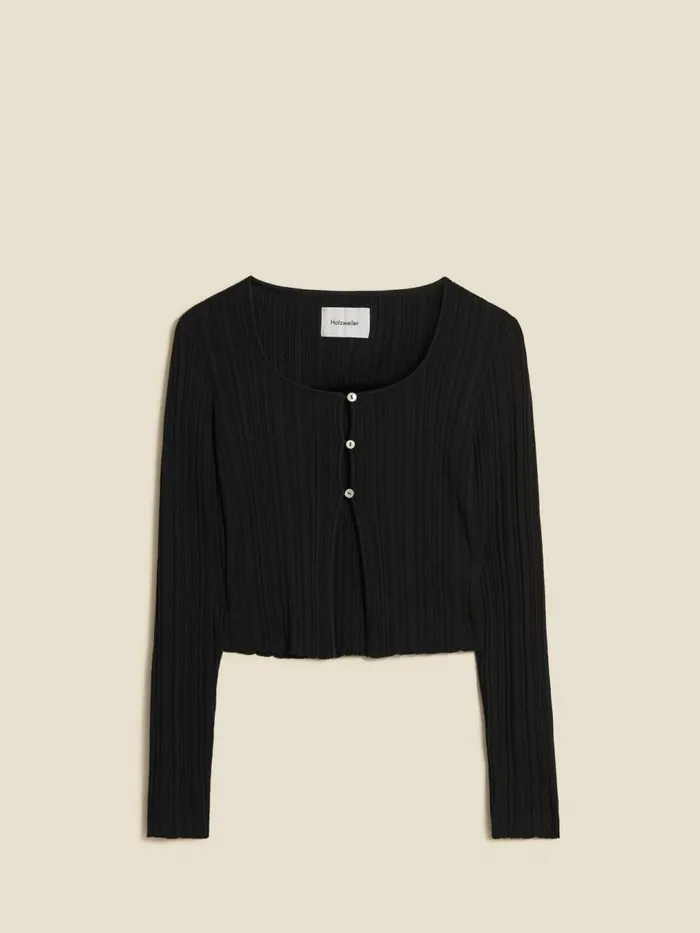 Knitwear Women Holzweiler Uneven Rib Knit Cardigan Black