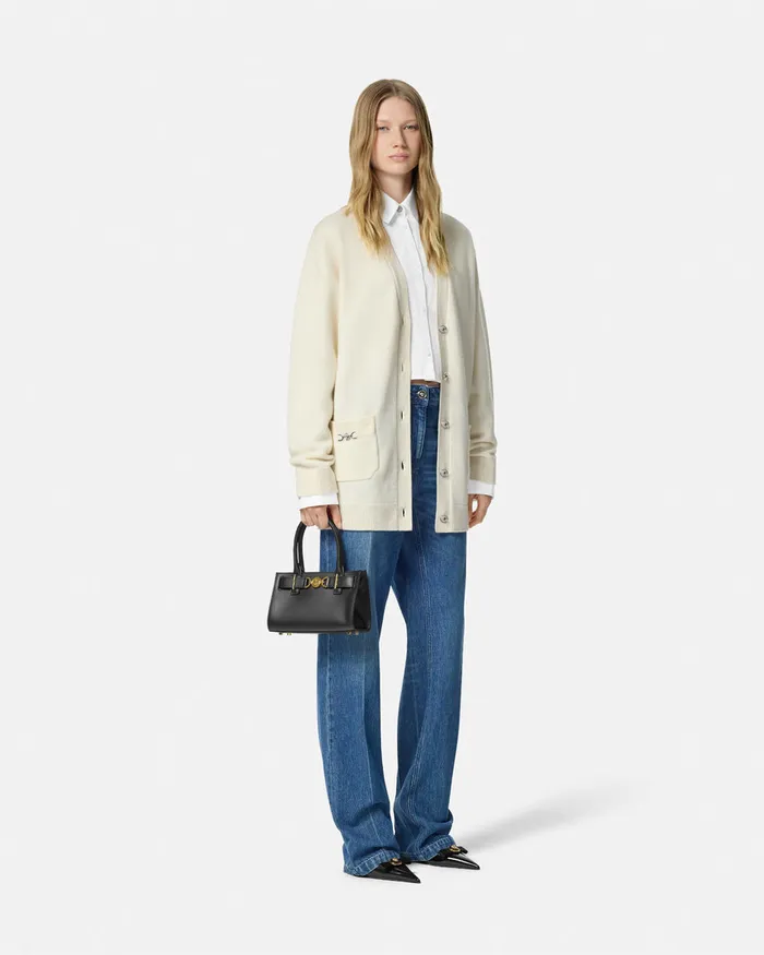 Knitwear Women Versace CashmereBlend Oversize Cardigan White