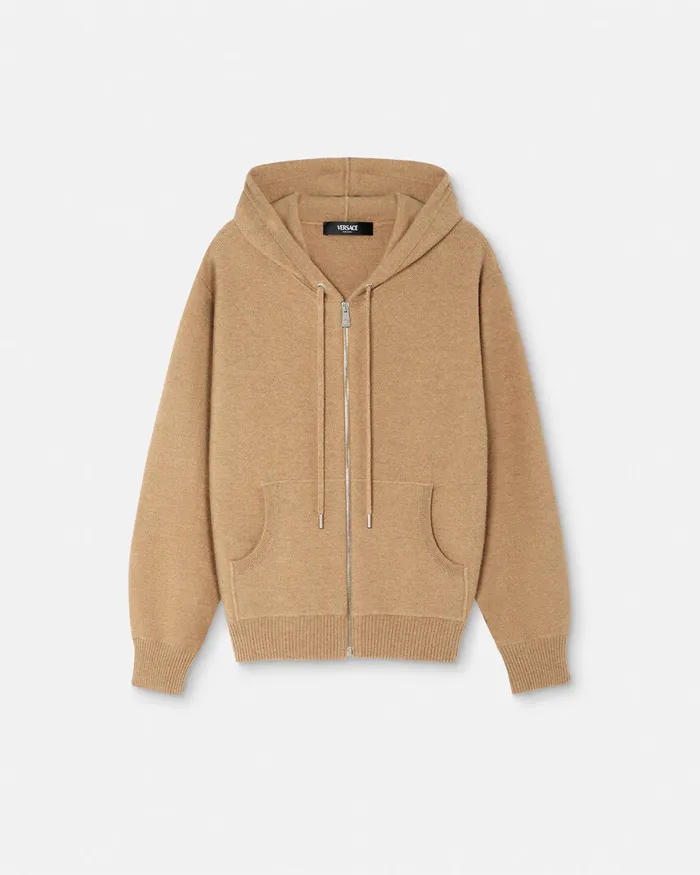 Knitwear Women Versace Medusa Towel Zip Hoodie Beige