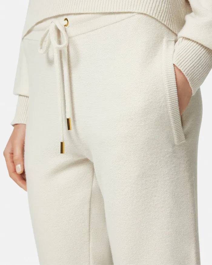 Knitwear Women Versace WoolBlend Flared Towel Pants White