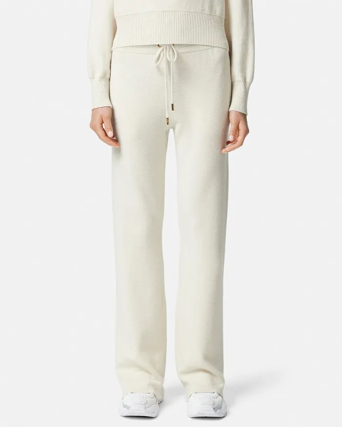 Knitwear Women Versace WoolBlend Flared Towel Pants White