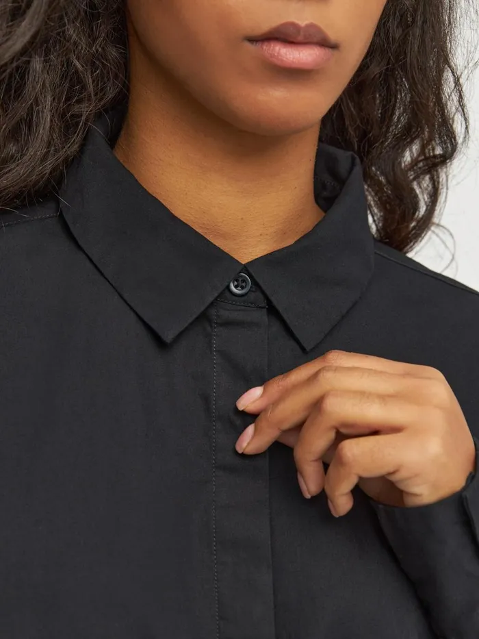 KnowledgeCotton Apparel Dresses And Skirts Poplin Dropped Shoulder Shirt Dress Black Jet 8211 Women KnowledgeCotton Apparel Dresses And Skirts Poplin Dropped Shoulder Shirt Dress Black Jet 8211 Women