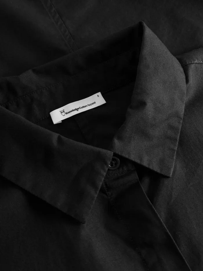 KnowledgeCotton Apparel Dresses And Skirts Poplin Dropped Shoulder Shirt Dress Black Jet 8211 Women KnowledgeCotton Apparel Dresses And Skirts Poplin Dropped Shoulder Shirt Dress Black Jet 8211 Women