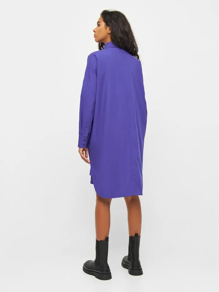 KnowledgeCotton Apparel Dresses And Skirts Poplin Dropped Shoulder Shirt Dress Deep Purple 8211 Women