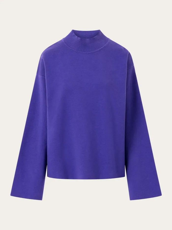 KnowledgeCotton Apparel Knits Cotton High Neck Knit Deep Purple 8211 Women