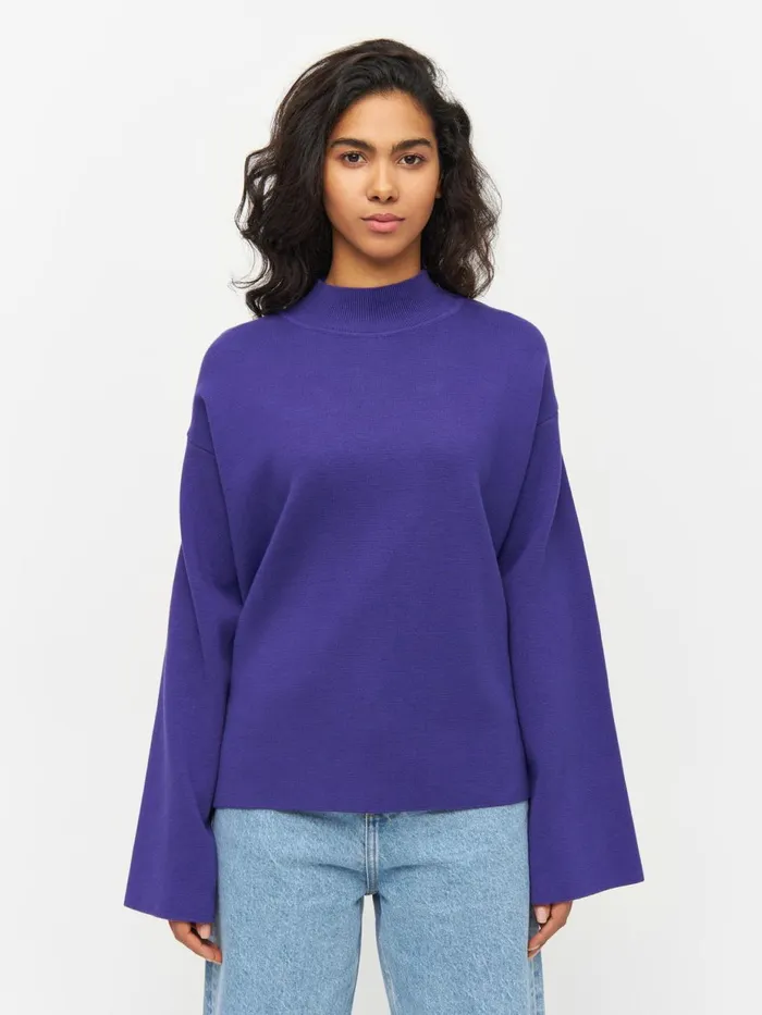 KnowledgeCotton Apparel Knits Cotton High Neck Knit Deep Purple 8211 Women