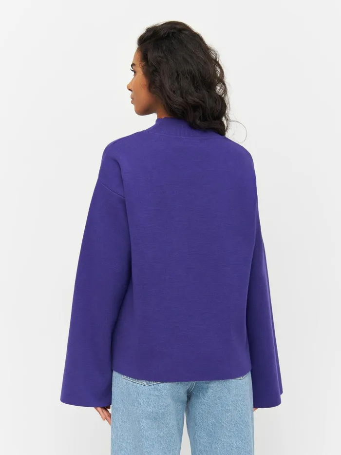KnowledgeCotton Apparel Knits Cotton High Neck Knit Deep Purple 8211 Women