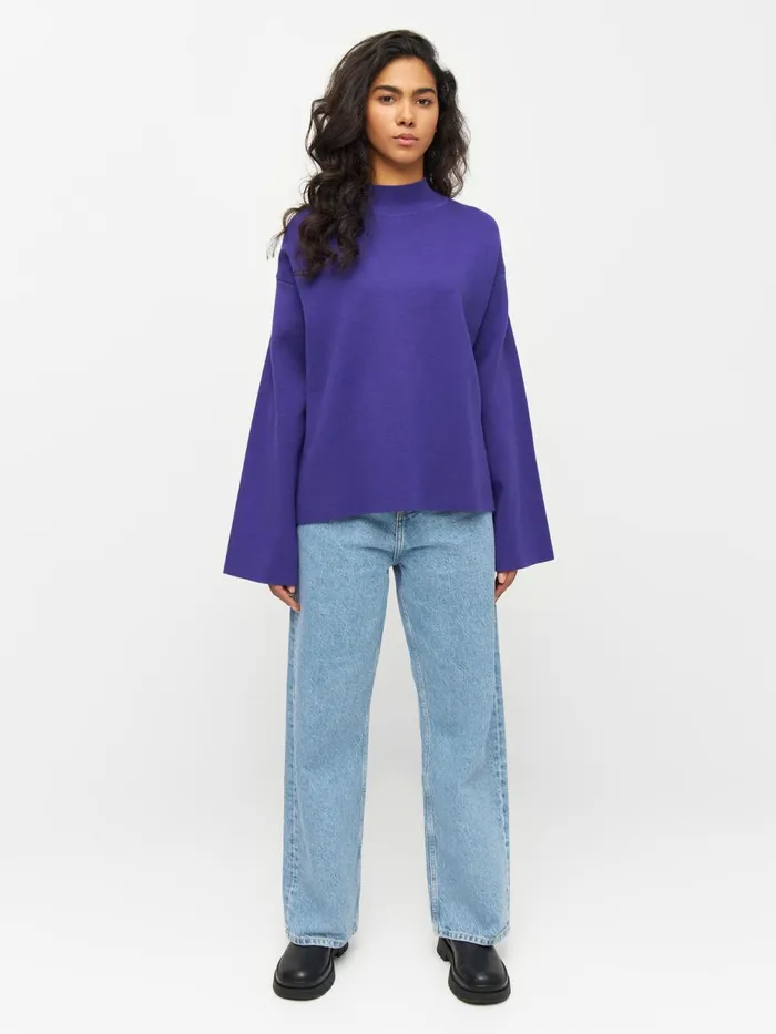 KnowledgeCotton Apparel Knits Cotton High Neck Knit Deep Purple 8211 Women