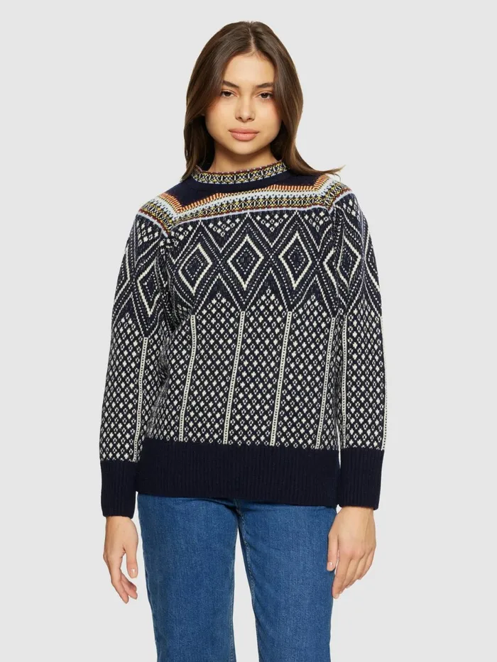 KnowledgeCotton Apparel Knits Fair Isle Crew Neck Lambswool Knit Rws 8211 Women KnowledgeCotton Apparel Knits Fair Isle Crew Neck Lambswool Knit Rws 8211 Women