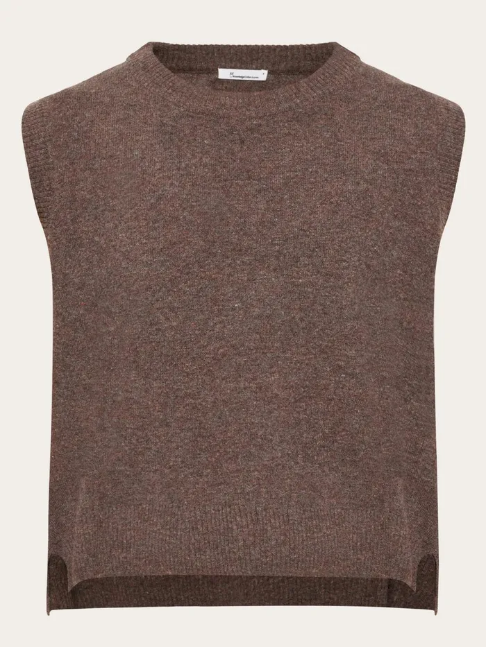 KnowledgeCotton Apparel Knits Lambswool Vest Demitasse brown 8211 Women