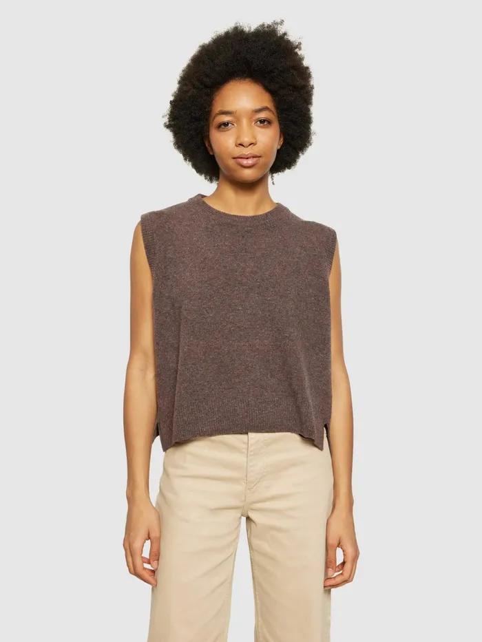 KnowledgeCotton Apparel Knits Lambswool Vest Demitasse brown 8211 Women