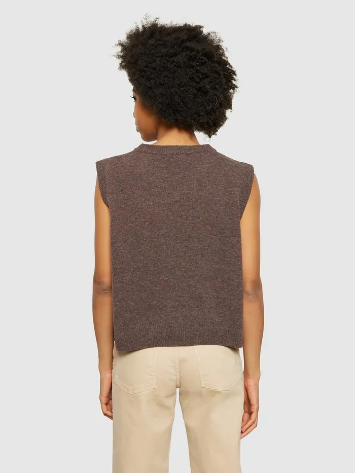 KnowledgeCotton Apparel Knits Lambswool Vest Demitasse brown 8211 Women